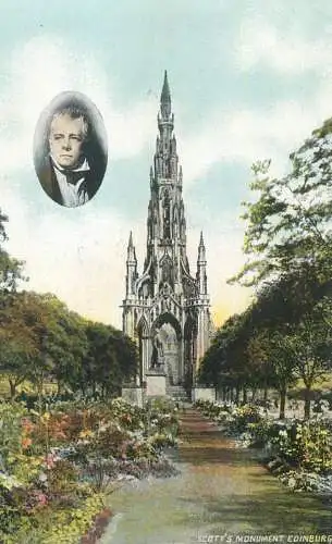 Scotland Edinburgh Scott's Monument & Sir Walter Scott portrait