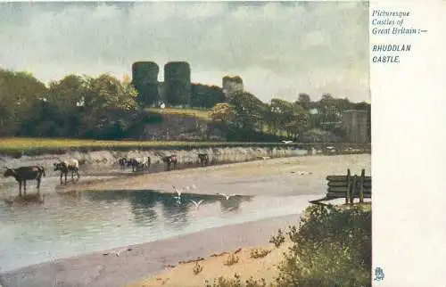 Wales Rhuddland Castle Tuck's "Oilette" picturesque castles of UK
