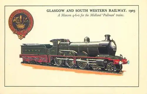 Postcard transportation train Great Central Railway 1903 Glasgow and South Western Railway Pullman