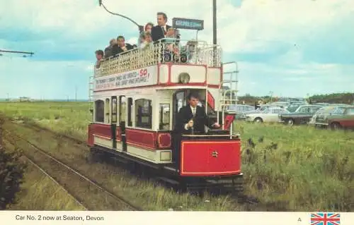 Postcard transportation tram car no.2 now at Seaton Devon