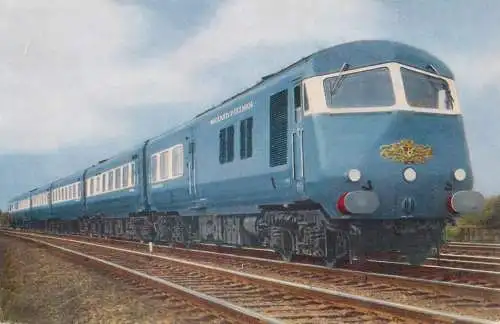 Postcard transportation train the Midland Pullman 5 car diesel locomotive