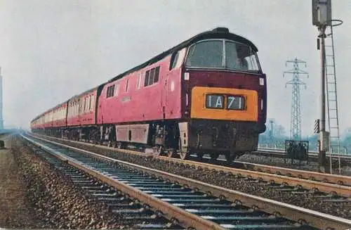 Postcard transportation train Western Class locomotive South Wales