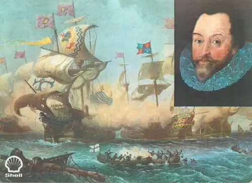 SHELL Great Britons print by Sir Arthur Bryant Sir Francis Drake