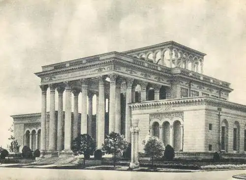 Postcard Soviet union agricultural exhibition pavilion expo 1954 Russia column theatre