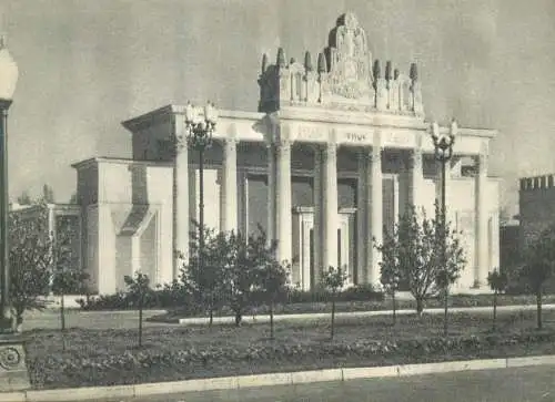 Postcard Soviet union agricultural exhibition pavilion expo 1954 Russia column pavillion