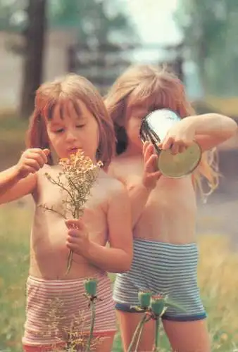 Postcard children scene & landscape