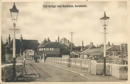 Postcard UK England sandwich toll bridge and barbican