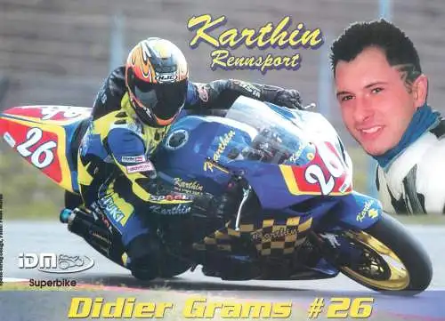 Postcard Motor sport rally Didier Grams Karthin motorcycle