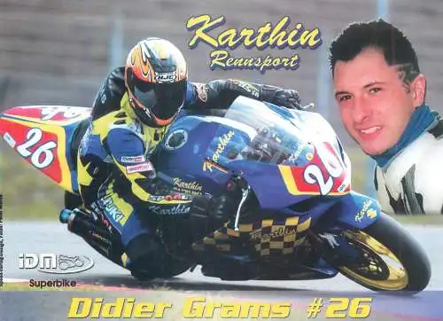 Postcard Motor sport rally Didier Grams Karthin motorcycle