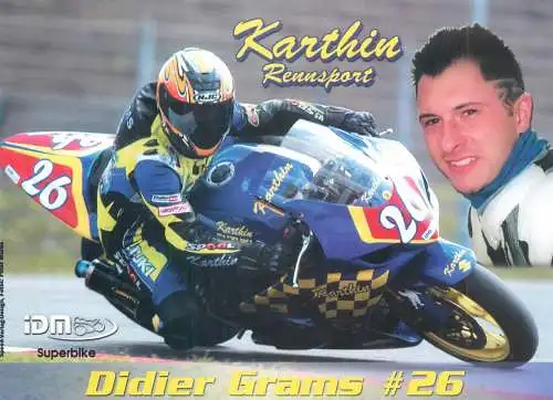 Postcard Motor sport rally Didier Grams Karthin motorcycle