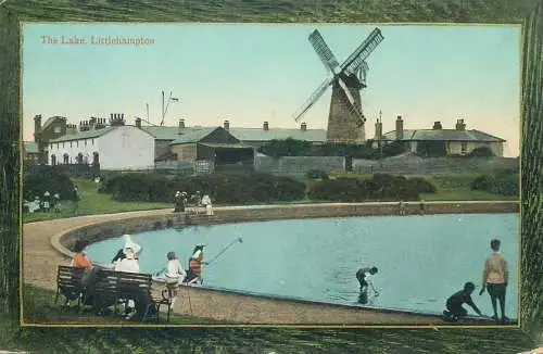 Postcard UK England Littlehampton the lake windmill