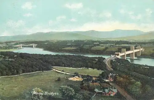 Postcard UK England Menai bridges