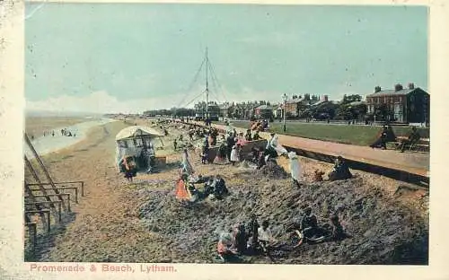 Postcard UK England Flythe Lytham St Annes promenade and beach