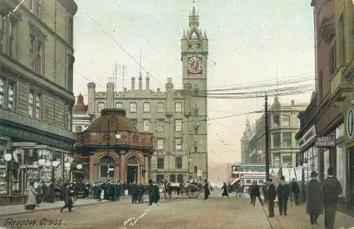 Postcard UK Scotland Glasgow cross clocktower 1908