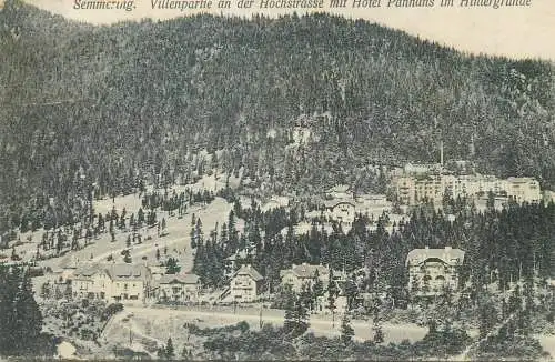 Austria Semmering Villenpartie an der Hochstrasse mit Hotel Panhans