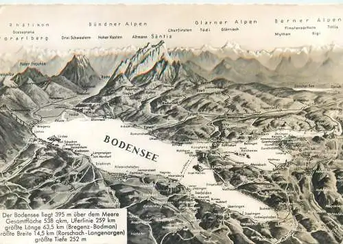 Bodensee and mountain area satellite map view