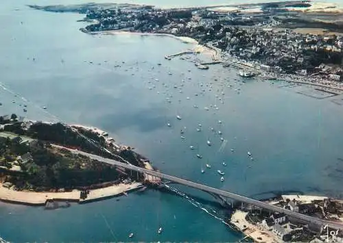 France La Trinite sur Mer (Morbihan) Le port et le pont Kerisper vue aerienne