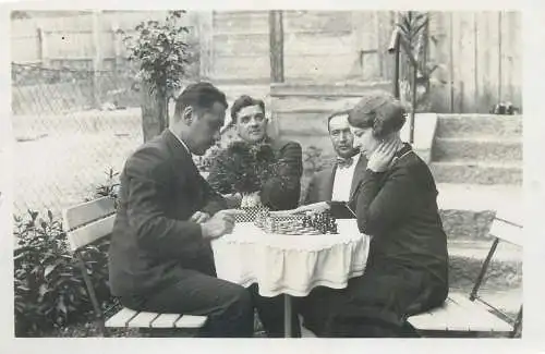 Chess related vintage photo postcard