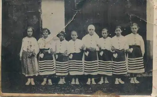 Children types folk costumes photo postcard