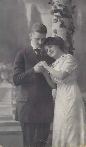 Romantic couple vintage love affection greetings postcard