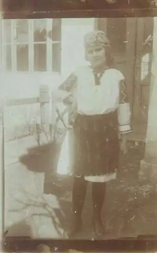 Girl folk costume vintage instant photography postcard