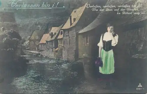 Nostalgic lady & quote Germany 1918 Postkarte