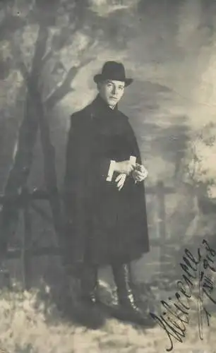 Fancy elegant man vintage studio photo postcard dated 1918