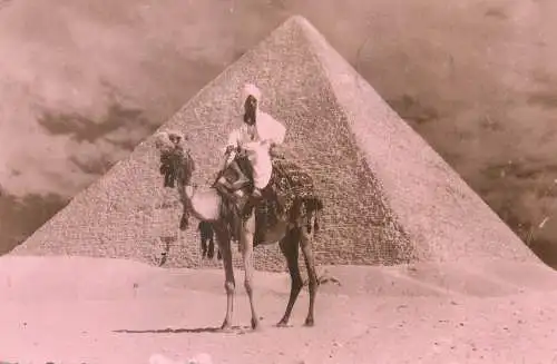 Egypt pyramid camel ethnic carte photo