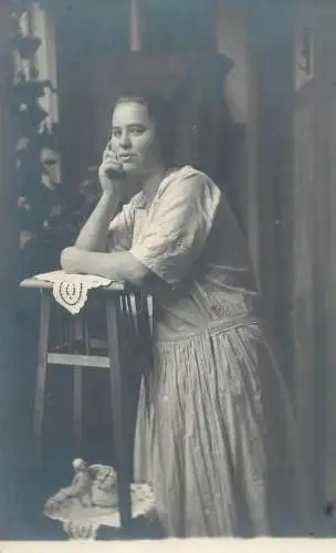 Young lady portrait fancy photo postcard