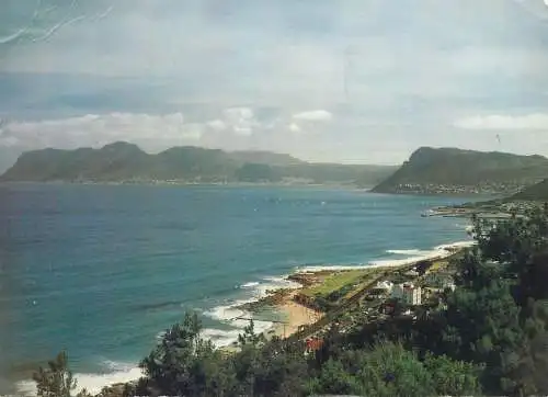 South Africa False Bay with St James in foreground and Simons-town across the bay