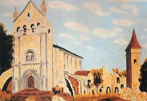 France Blasimon Abbaye St Maurice L'Eglise et le Cloitre Peinture de Madame Cailleau