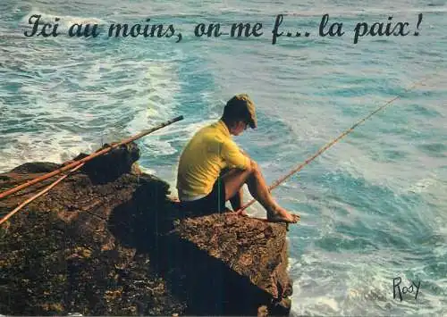 Man fishing at the seaside holiday time