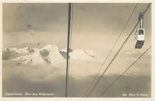 Postcard Germany Zugspitzbahn teleferique 1937