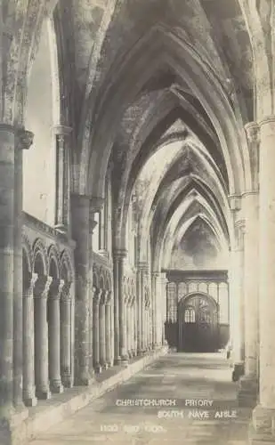 Postcard UK England Christchurch priory South Nave aisle