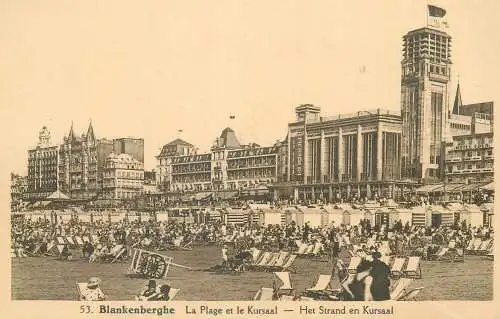 Postcard Belgium Blankenberge beach and Kursaal