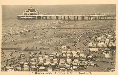 Postcard Belgium Blankenberge beach and pier