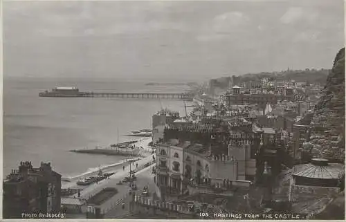 Postcard United Kingdom England Hastings from the castle coast scene