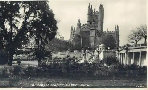 Postcard United Kingdom England Bath parade gardens abbey