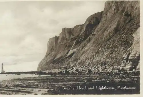 Postcard United Kingdom England Eastbourne Beachy Head and Lighthouse 1929