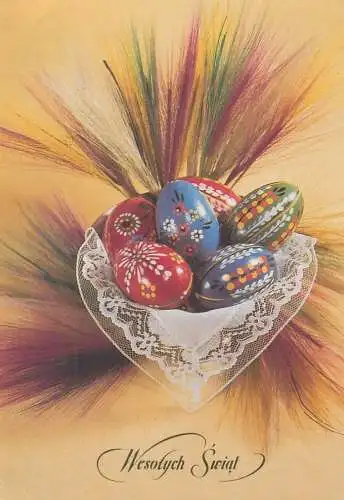 Postcard greetings card holidays Easter celebration Hungary painted eggs