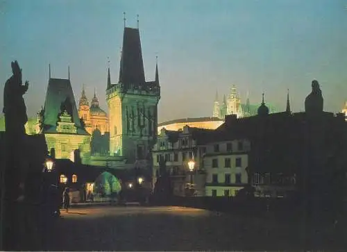 Czech Republic Prague Hradcany Castle & Charles Bridge nocturnal aspect