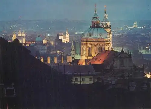 Czech Republic Prague Church of St Nicholas night view panoramic cityscape