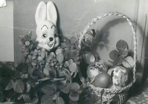 Postcard greetings card holidays Easter celebration Romania bunny and eggs