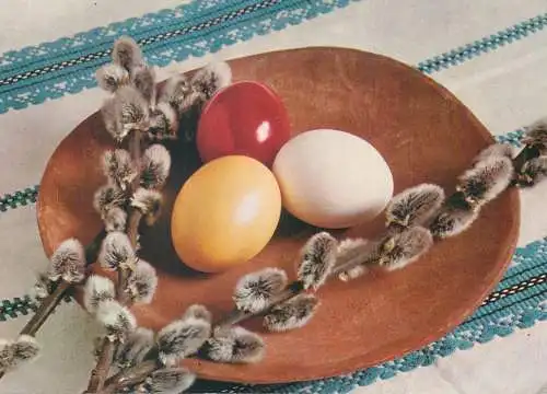 Postcard greetings card holidays Easter celebration Hungary painted eggs