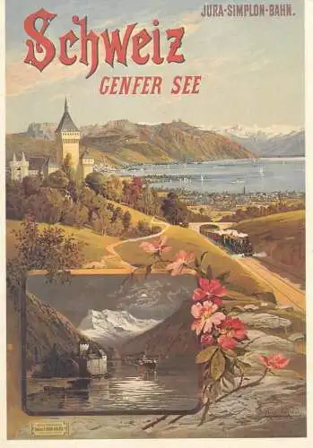 Postcard Switzerland Schweiz Genfer See Jura Simplon Bahn