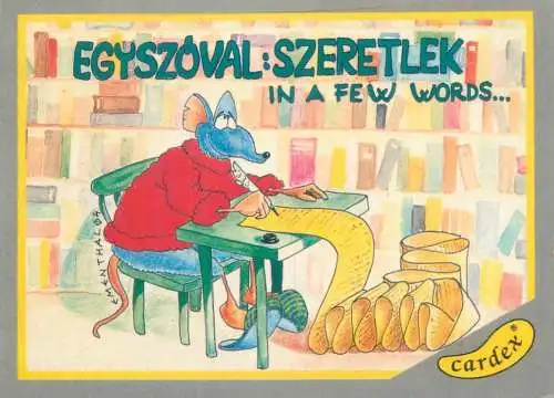 Postcard animal humanized animals mouse writing a letter