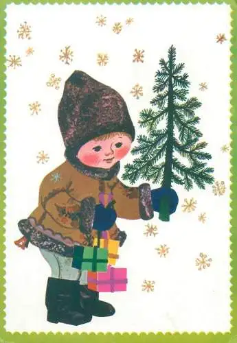 Postcard greetings card Christmas and New Year Hungary 1987 traditional costume