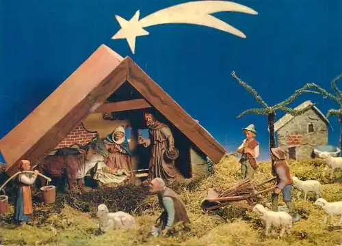 Postcard greetings card Christmas and New Year Romania 1987 nativity scene