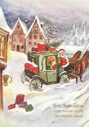 Postcard greetings card Christmas and New Year Germany  carriage