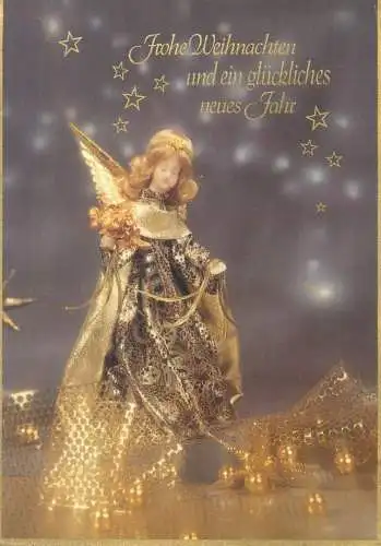 Postcard greetings card Christmas and New Year Germany 1989 angel